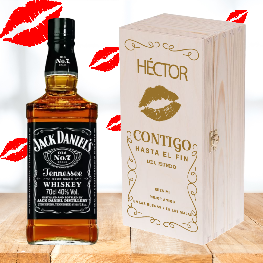 jack daniels en caja de madera para hombre regalo para san valentin