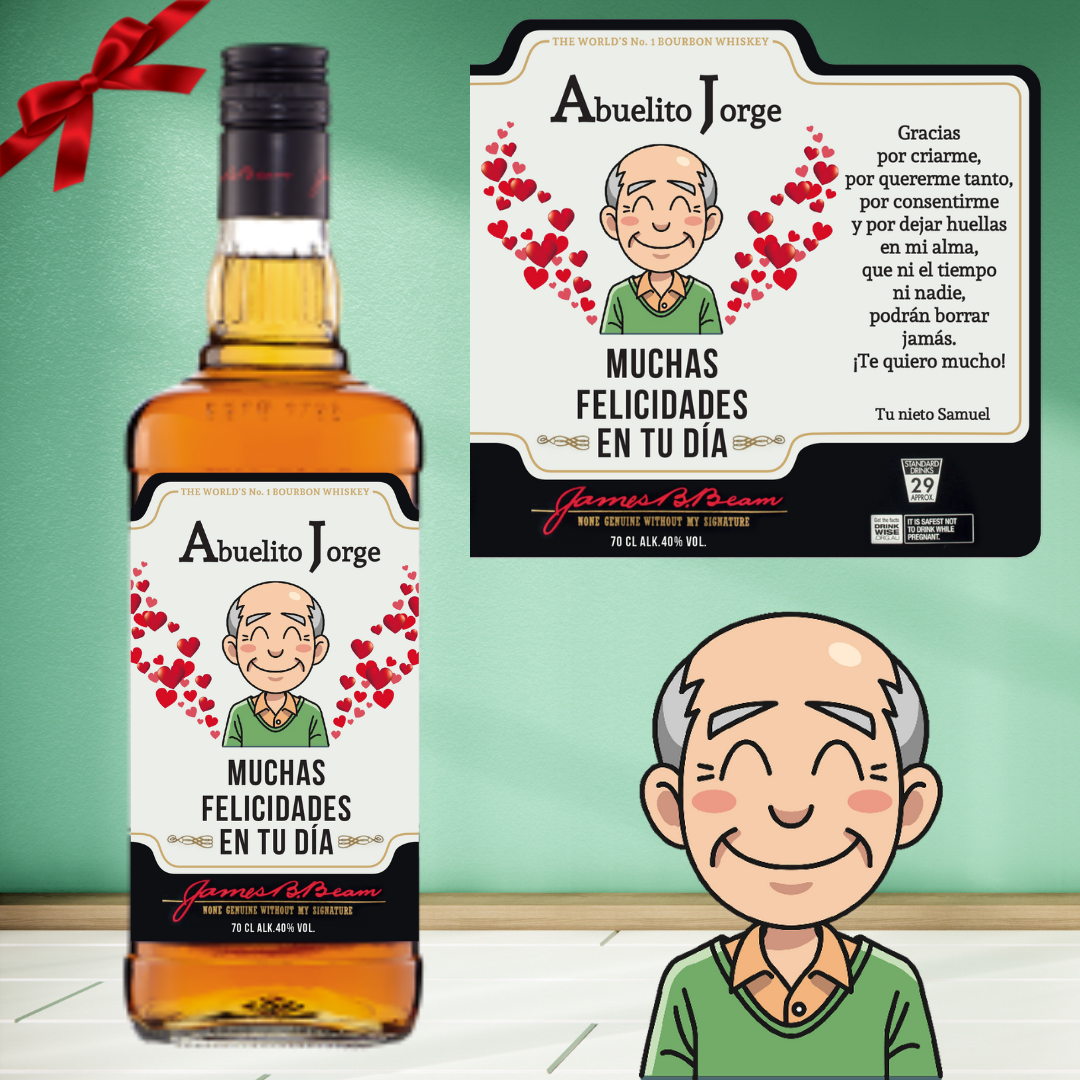 ABUELITOS JIM BEAM WHITE - REGALO PARA ABUELA Y ABUELO - Regalos