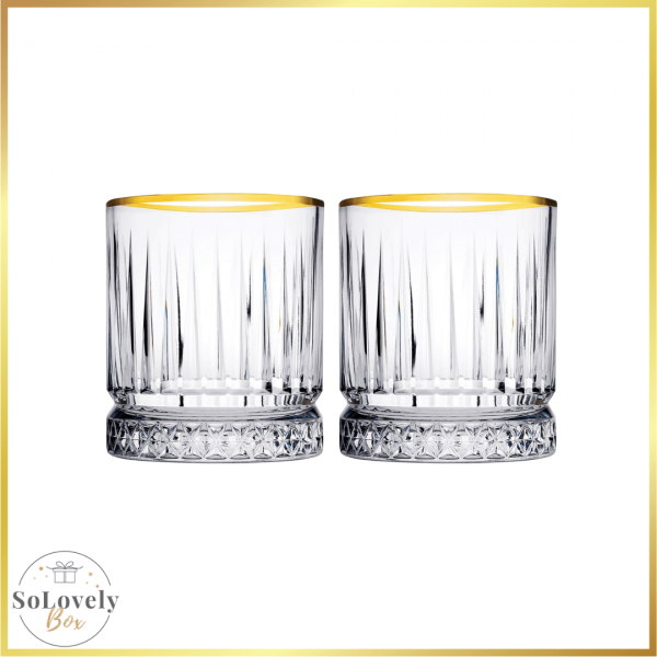VASOS CON BORDE DORADO